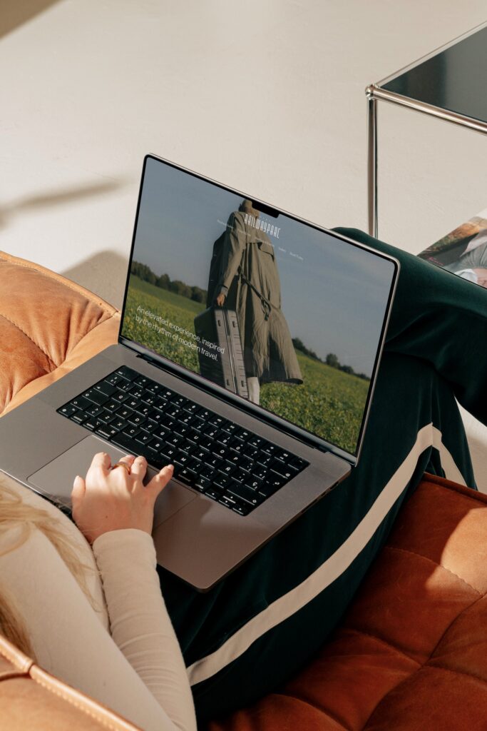 Laptop showing a hospitality website